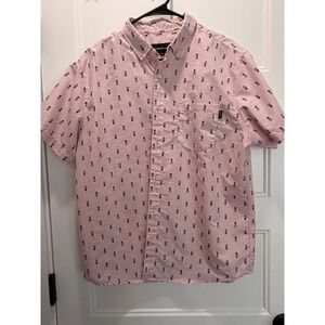 Molokai Surf Co. Pink Pineapple Hawaiian SS Surf Beach Button Shirt Mens XL